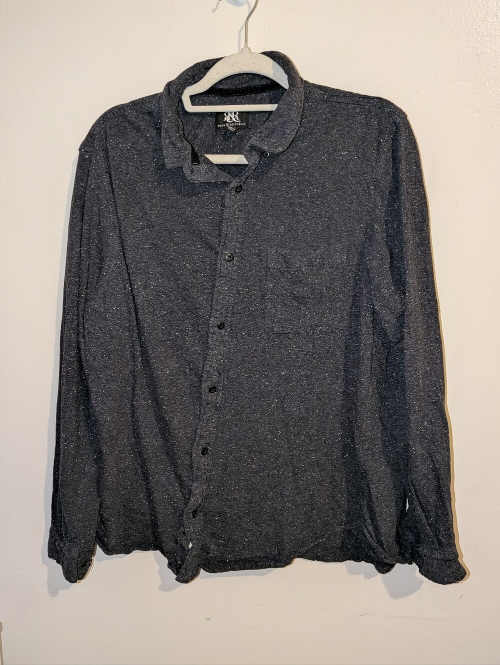 Rock & Republic Men's Dark Heather Button-Down Shirt Size XXL